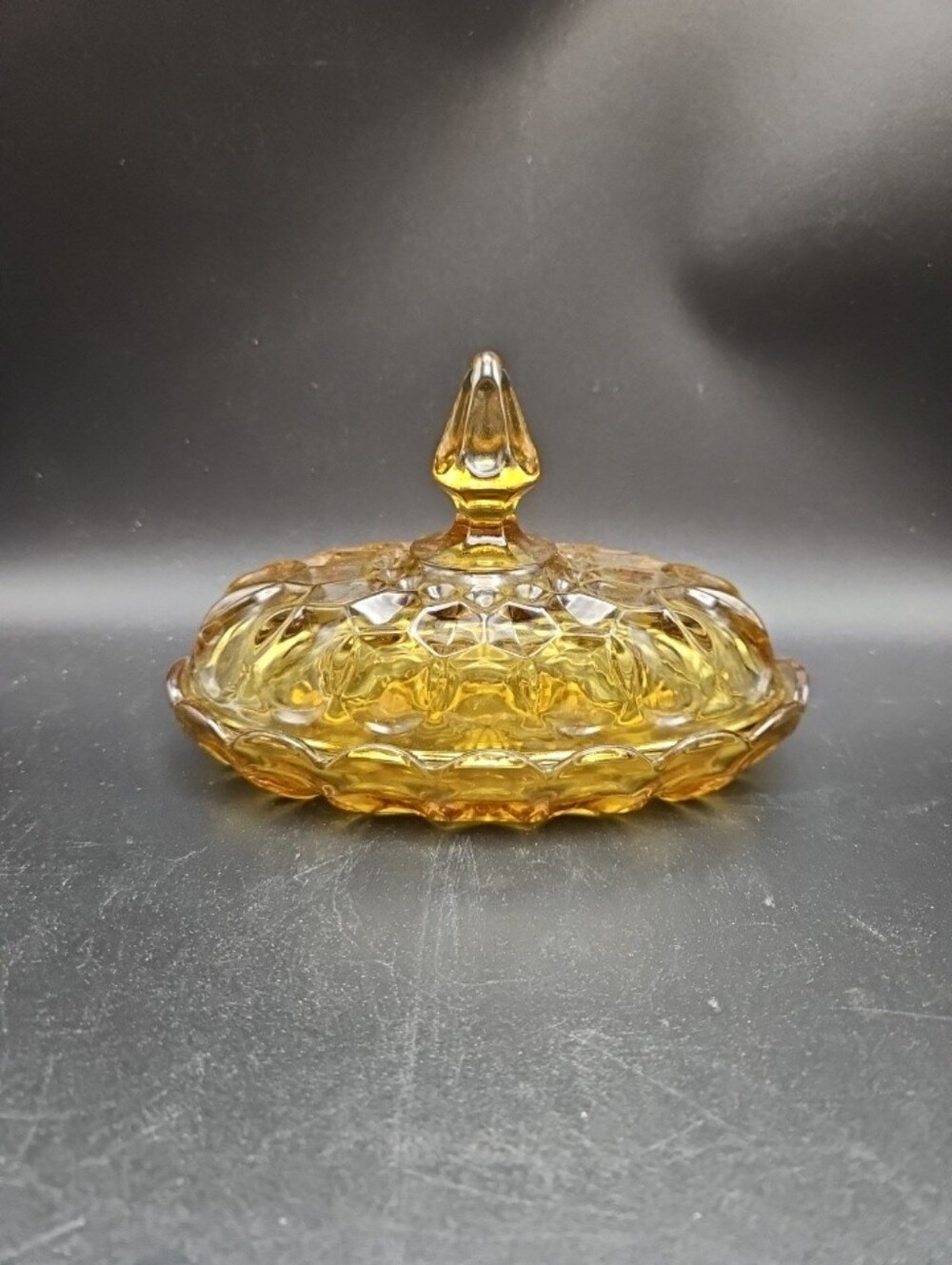 Vtg Anchor Hocking Amber Glass Oval Covered Butter Dish No Chips Or Cracks 1970s